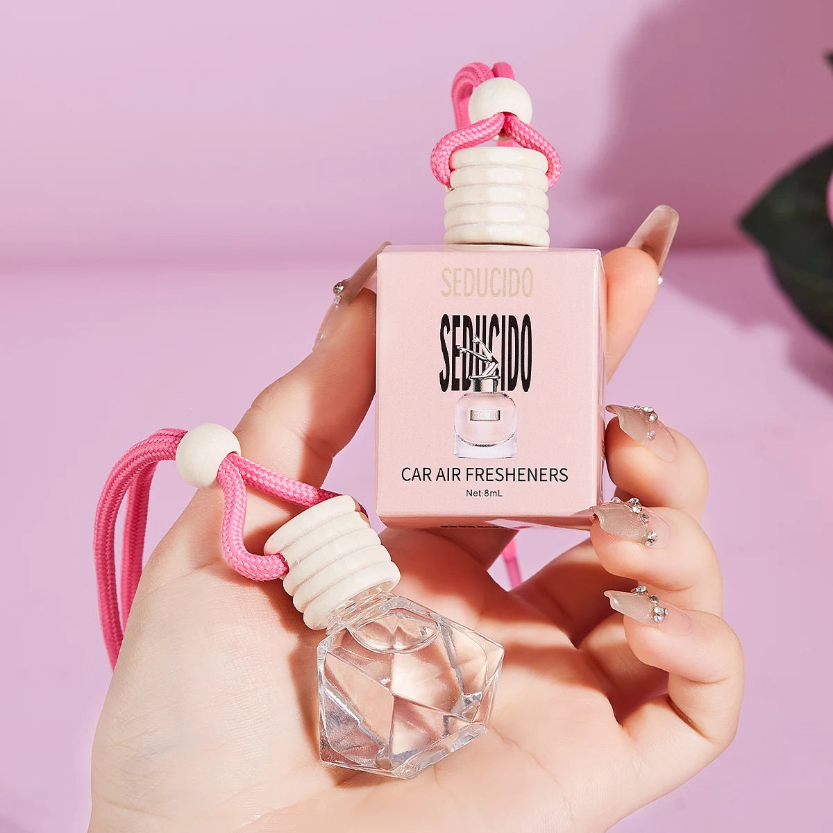 Pink Car Perfume Diffuser — Cute Hanging Car Fragrance Pendant