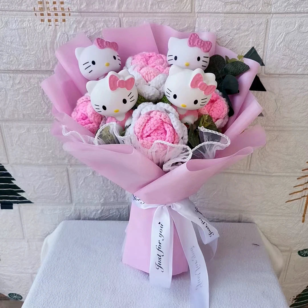 Hello Kitty Plush Rose Bouquet — Kawaii Sanrio Anime Flower Gift