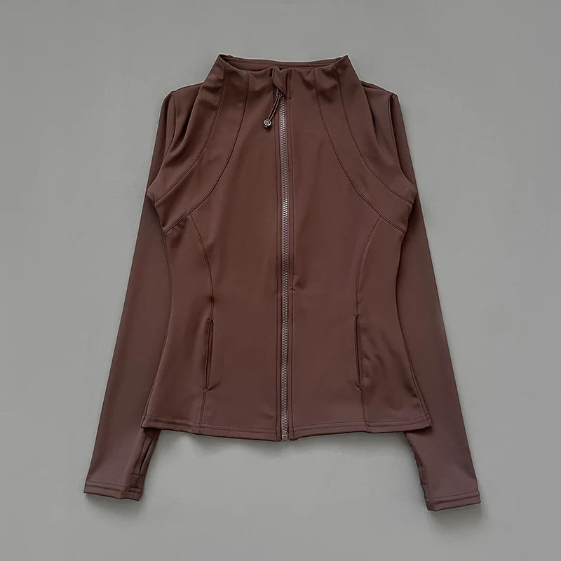 Quick-Dry Zip Yoga Jacket — Slim-Fit Breathable Running Top for Women