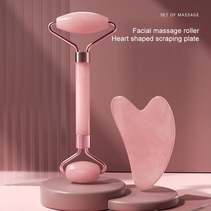 Facial Roller & Gua Sha Tool — Face, Neck & Eye Massage Skincare Set