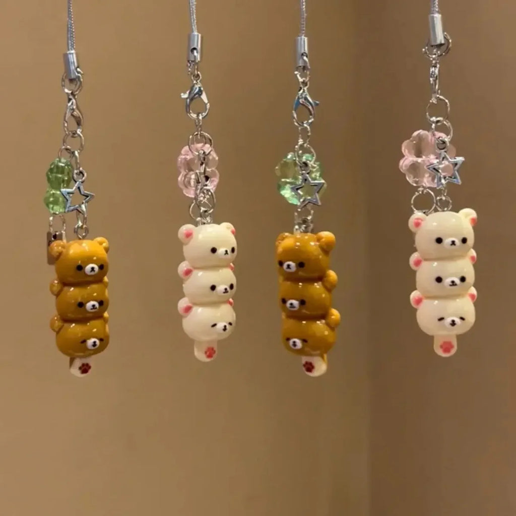 Cute Bear Phone Charm Keychain — Kawaii Bag Charm for Keys, AirPods & Phone