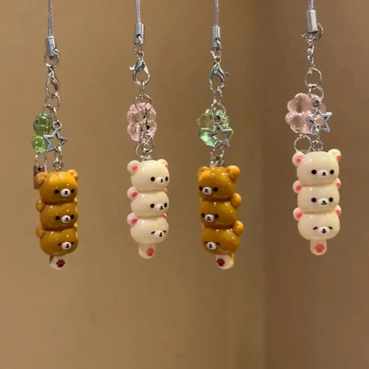 Cute Bear Phone Charm Keychain — Kawaii Bag Charm for Keys, AirPods & Phone