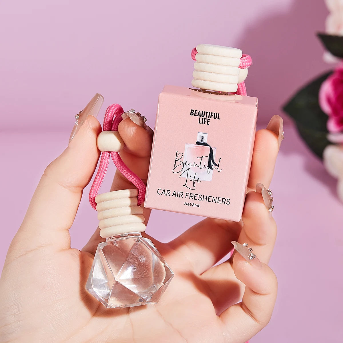Pink Car Perfume Diffuser — Cute Hanging Car Fragrance Pendant