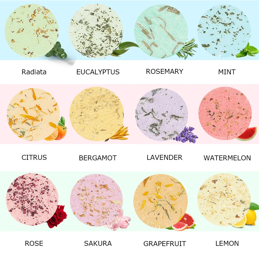 Shower Steamers Aromatherapy — 12 Essential Oil Shower Bombs, Spa Gift Set