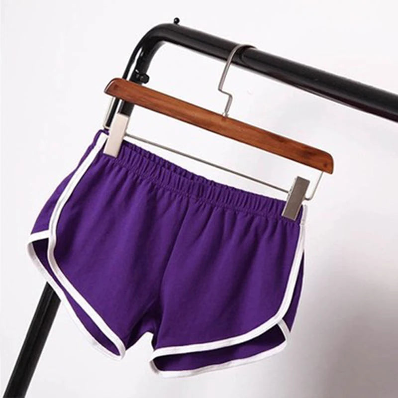 Candy-Color Sports Shorts — Elastic-Waist Casual Beach Shorts for Women