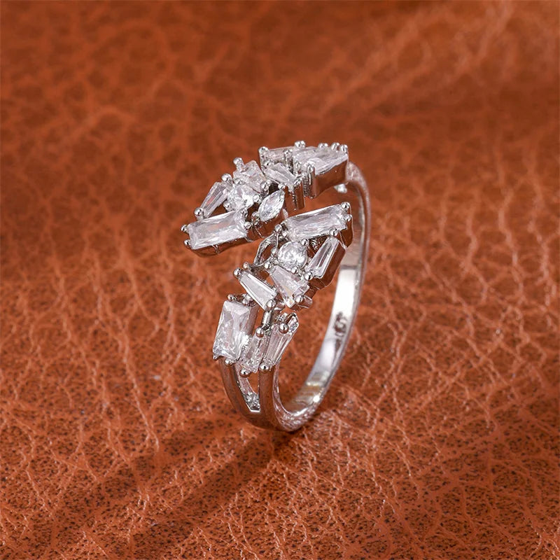 Yellow Zirconia Statement Ring — Sparkly CZ 3-Layer Adjustable Ring for Women