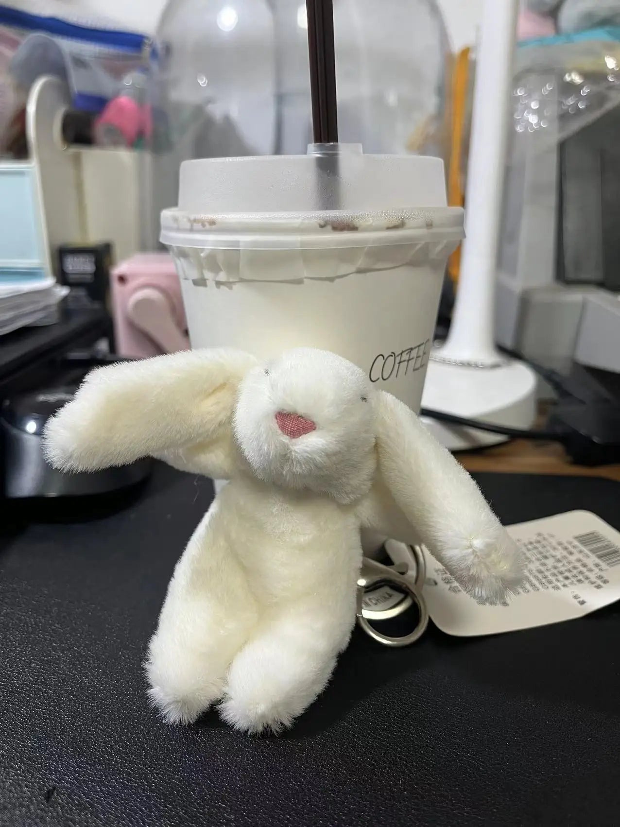 Fluffy Bunny Pom-Pom Keychain — Cute Plush Bag Charm for Girls