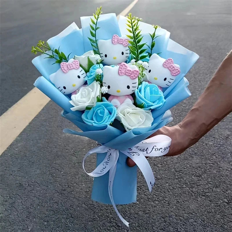 Hello Kitty Plush Rose Bouquet — Kawaii Sanrio Anime Flower Gift
