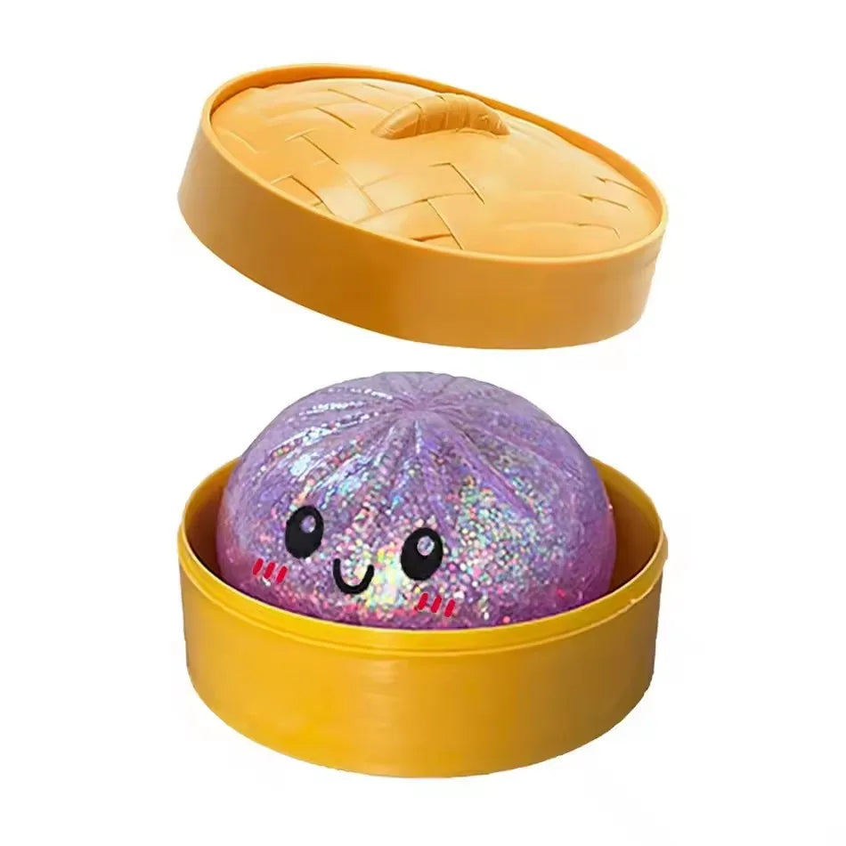 Dumpling Squishy Stress Toy — Cute Slow-Rising Sensory Fidget with Steamer Box