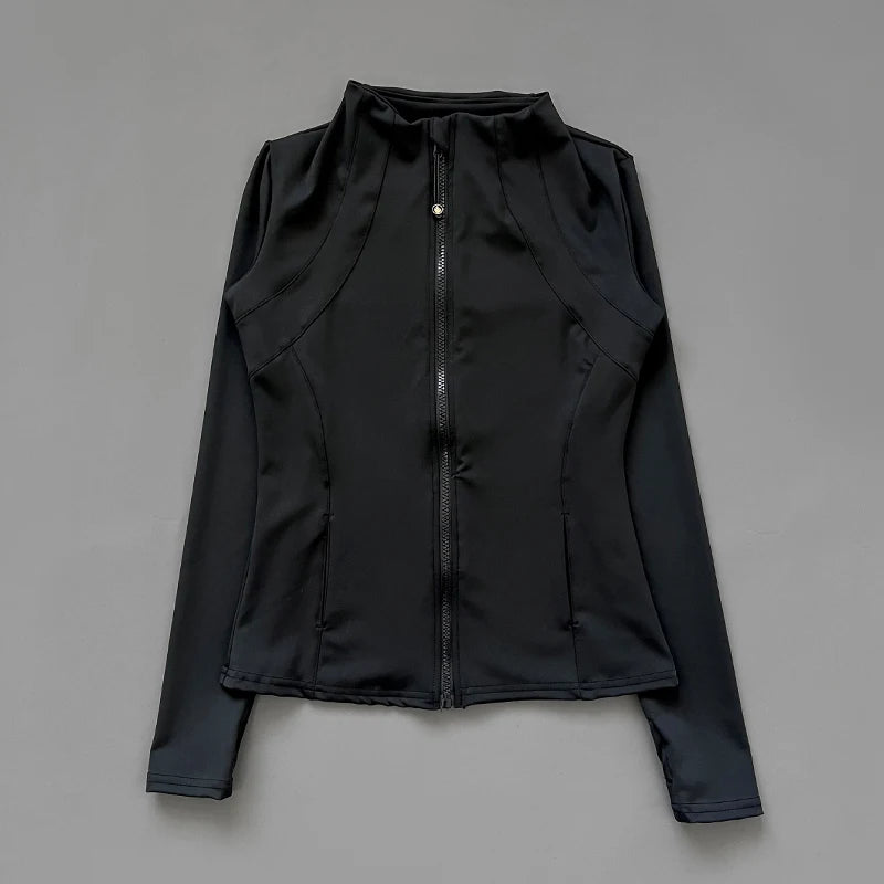 Quick-Dry Zip Yoga Jacket — Slim-Fit Breathable Running Top for Women