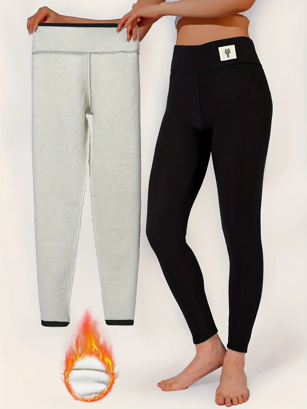 Lamb Cashmere Fleece Leggings — High-Waist Warm Winter Joggers
