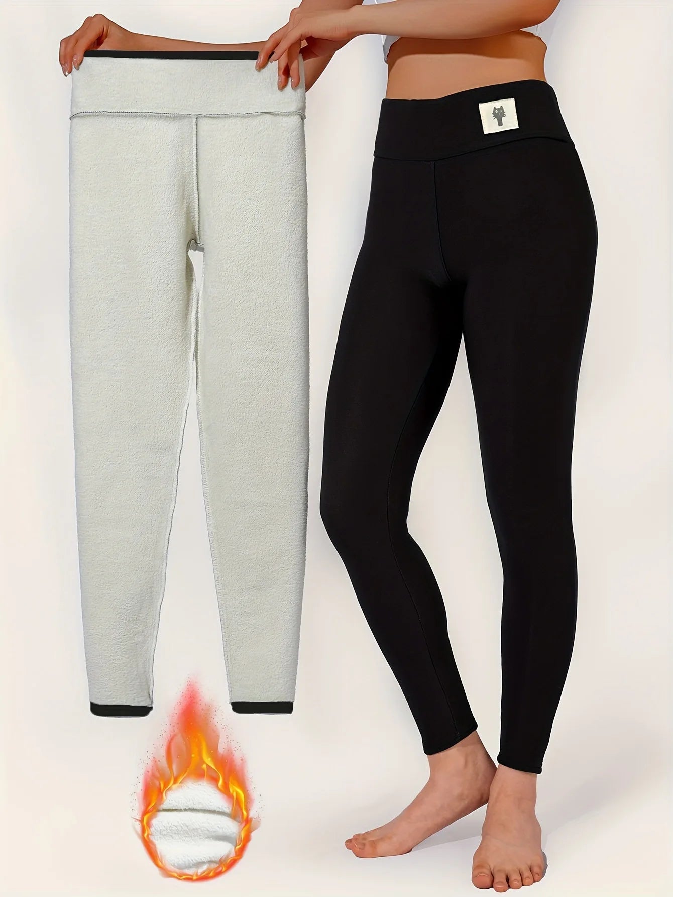 Lamb Cashmere Fleece Leggings — High-Waist Warm Winter Joggers