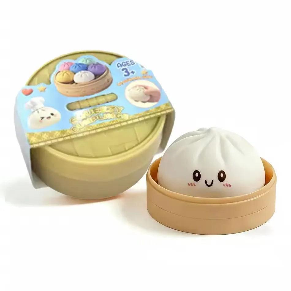 Dumpling Squishy Stress Toy — Cute Slow-Rising Sensory Fidget with Steamer Box