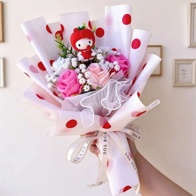 Sanrio Hello Kitty Flower Bouquet — Cute Artificial Rose Gift Bouquet