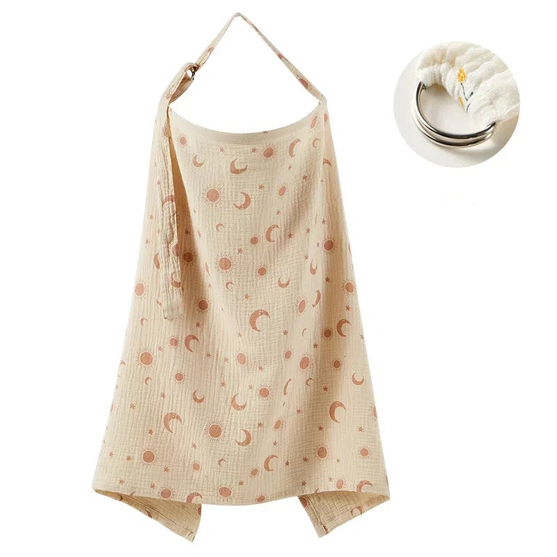 Cotton Muslin Nursing Cover — Breathable Breastfeeding Privacy Blanket & Stroller Cover