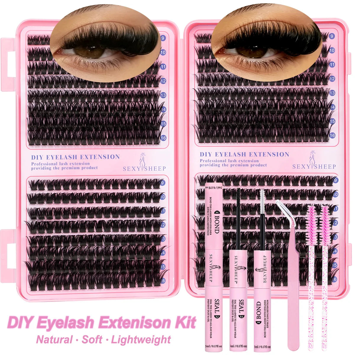 DIY Cluster Lash Extensions Kit — Reusable Wispy Faux Mink Lashes