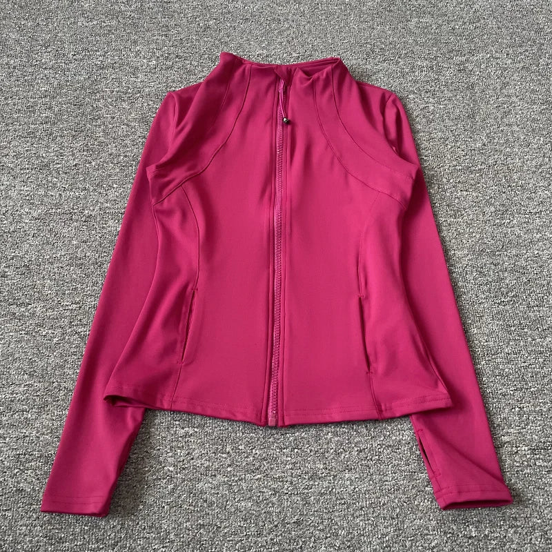 Quick-Dry Zip Yoga Jacket — Slim-Fit Breathable Running Top for Women