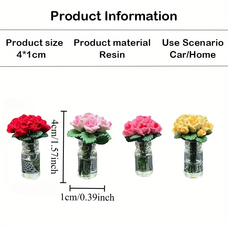 Mini Car Flower Vase — Cute Rose & Sunflower Dashboard Decor Clip
