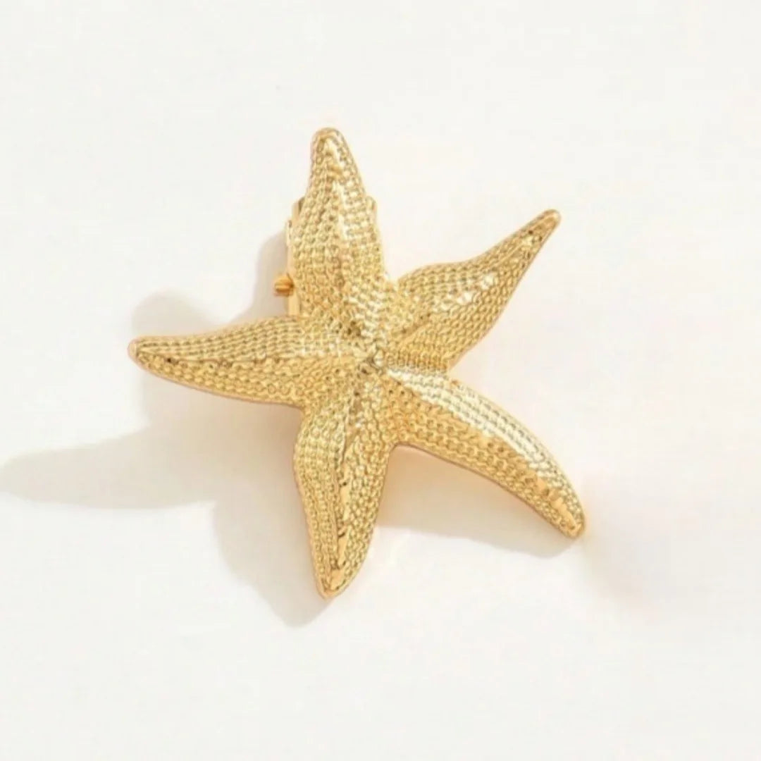 Gold Starfish & Shell Hair Clips (3-Pack) — Cute Coastal Duckbill Clips for Women