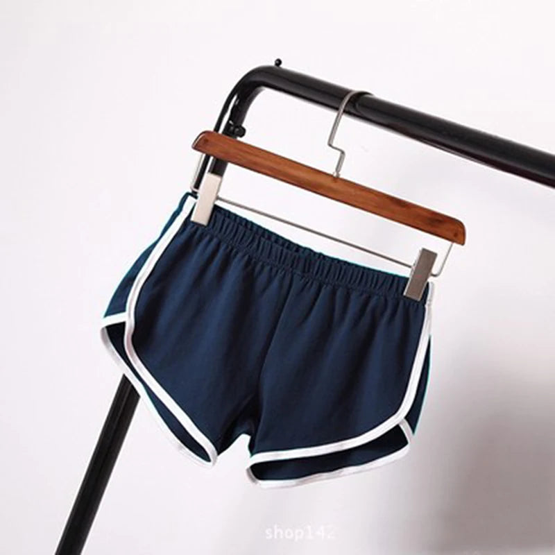 Candy-Color Sports Shorts — Elastic-Waist Casual Beach Shorts for Women