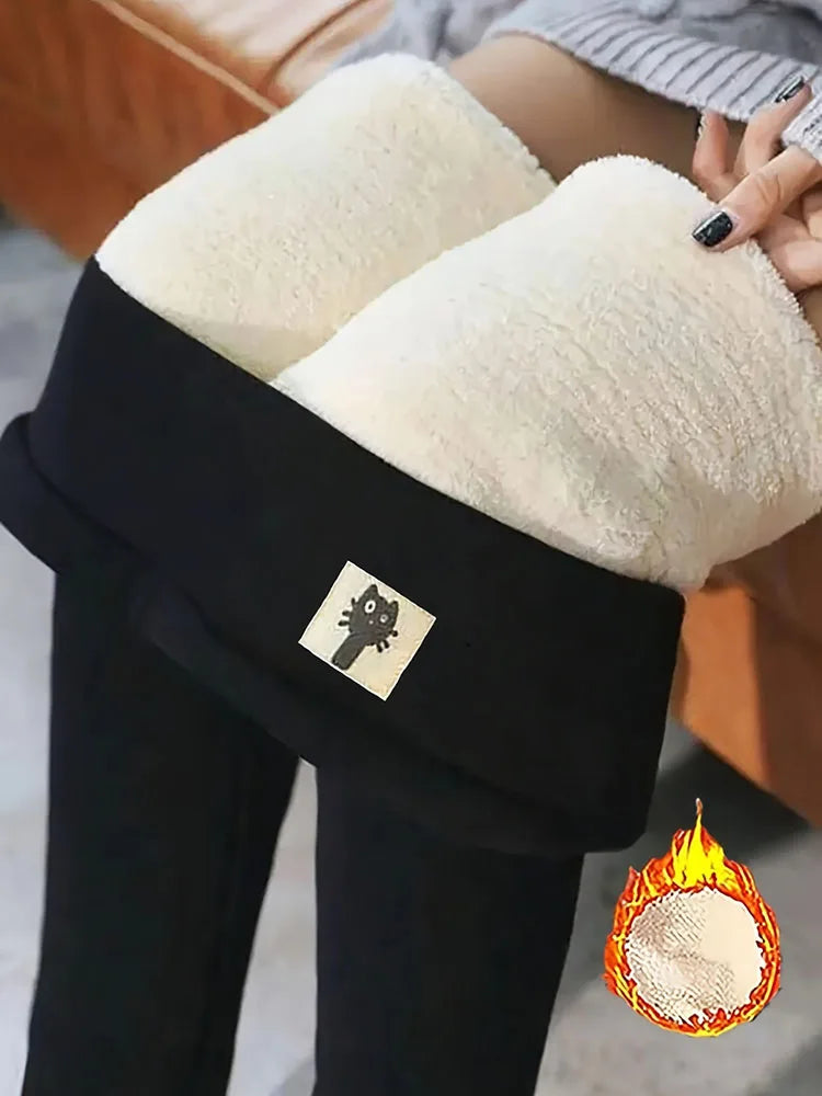 Lamb Cashmere Fleece Leggings — High-Waist Warm Winter Joggers