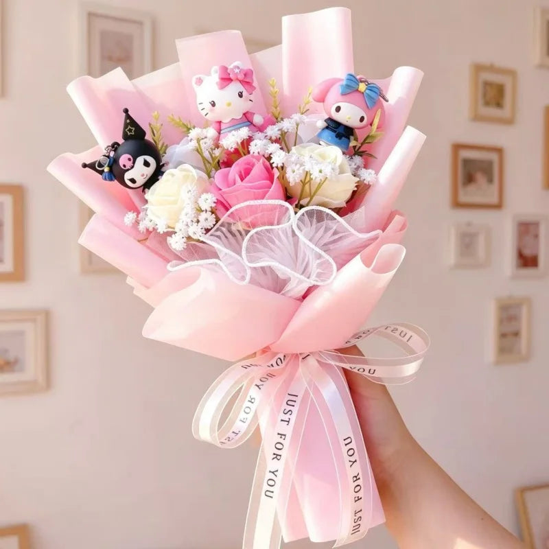 Sanrio Hello Kitty Flower Bouquet — Cute Artificial Rose Gift Bouquet