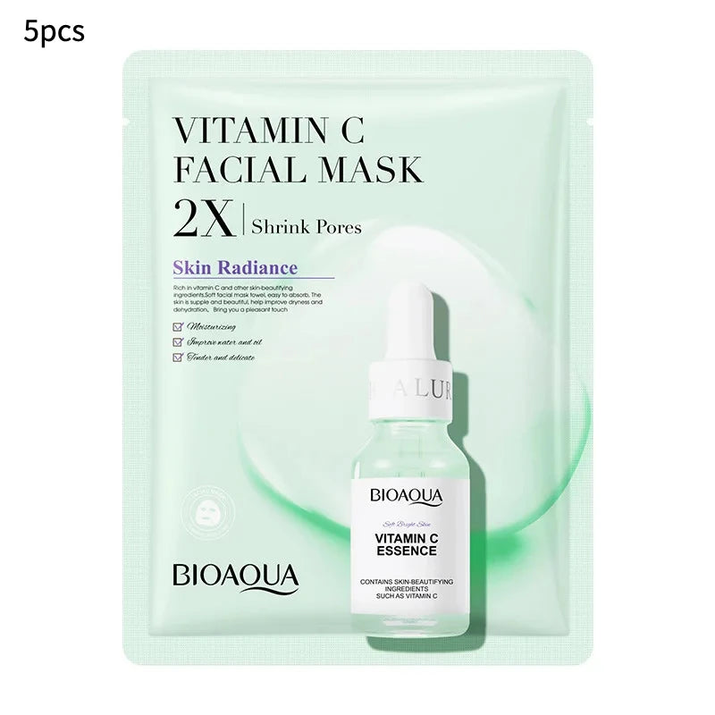 Korean Sheet Mask Set — Hydrating Collagen, Vitamin C & Centella Face Masks