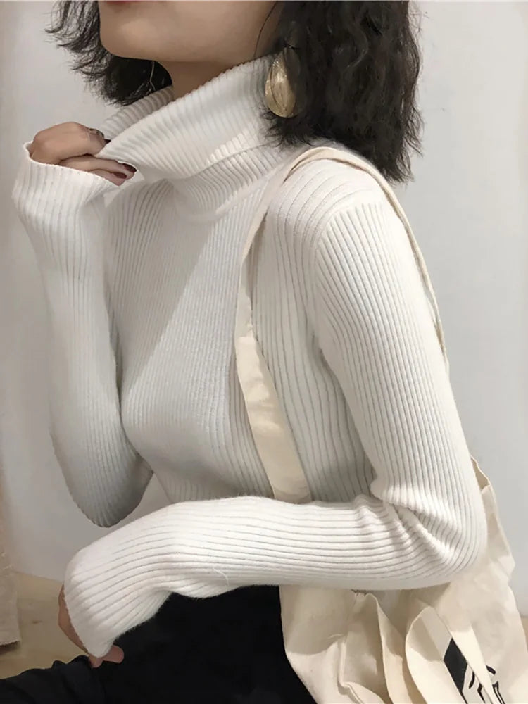 Slim Turtleneck Sweater — Soft Knit Pullover for Women, Fall & Winter