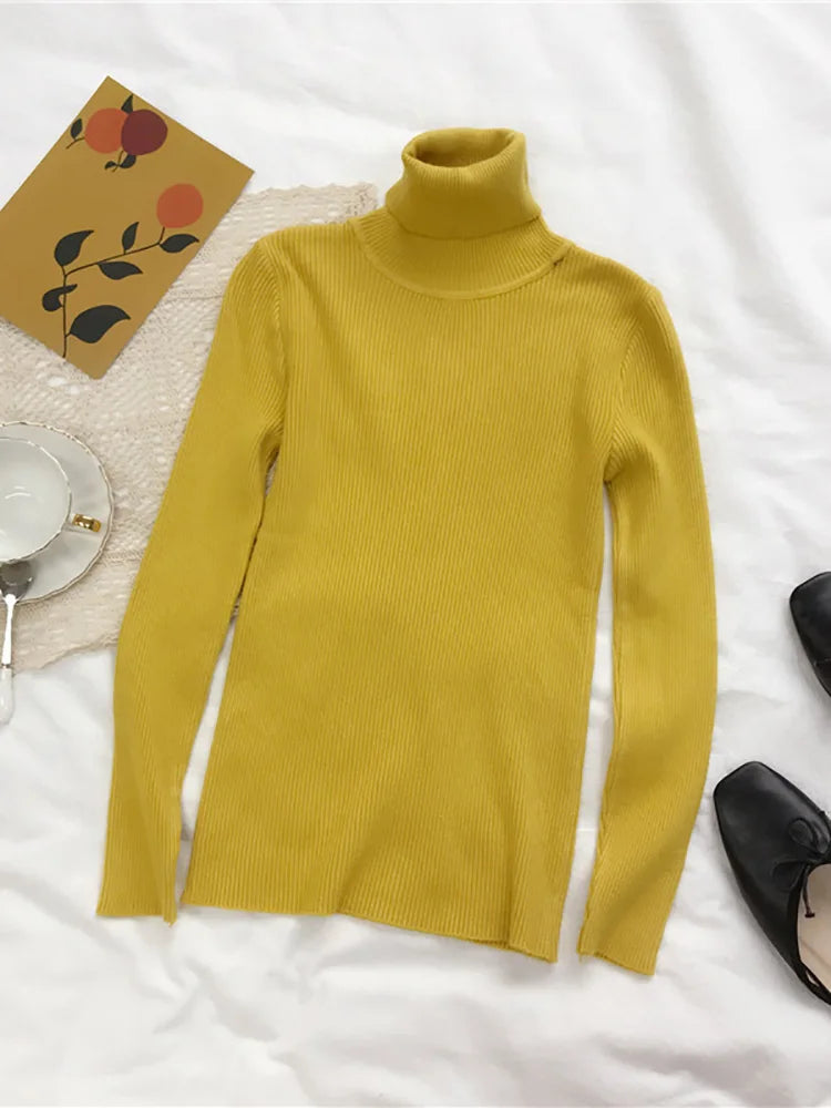 Slim Turtleneck Sweater — Soft Knit Pullover for Women, Fall & Winter