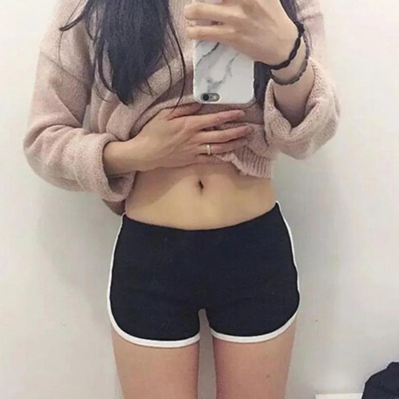 Candy-Color Sports Shorts — Elastic-Waist Casual Beach Shorts for Women