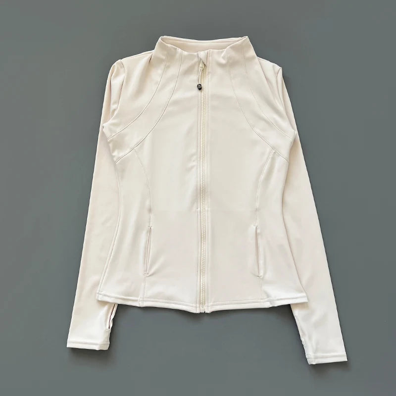 Quick-Dry Zip Yoga Jacket — Slim-Fit Breathable Running Top for Women