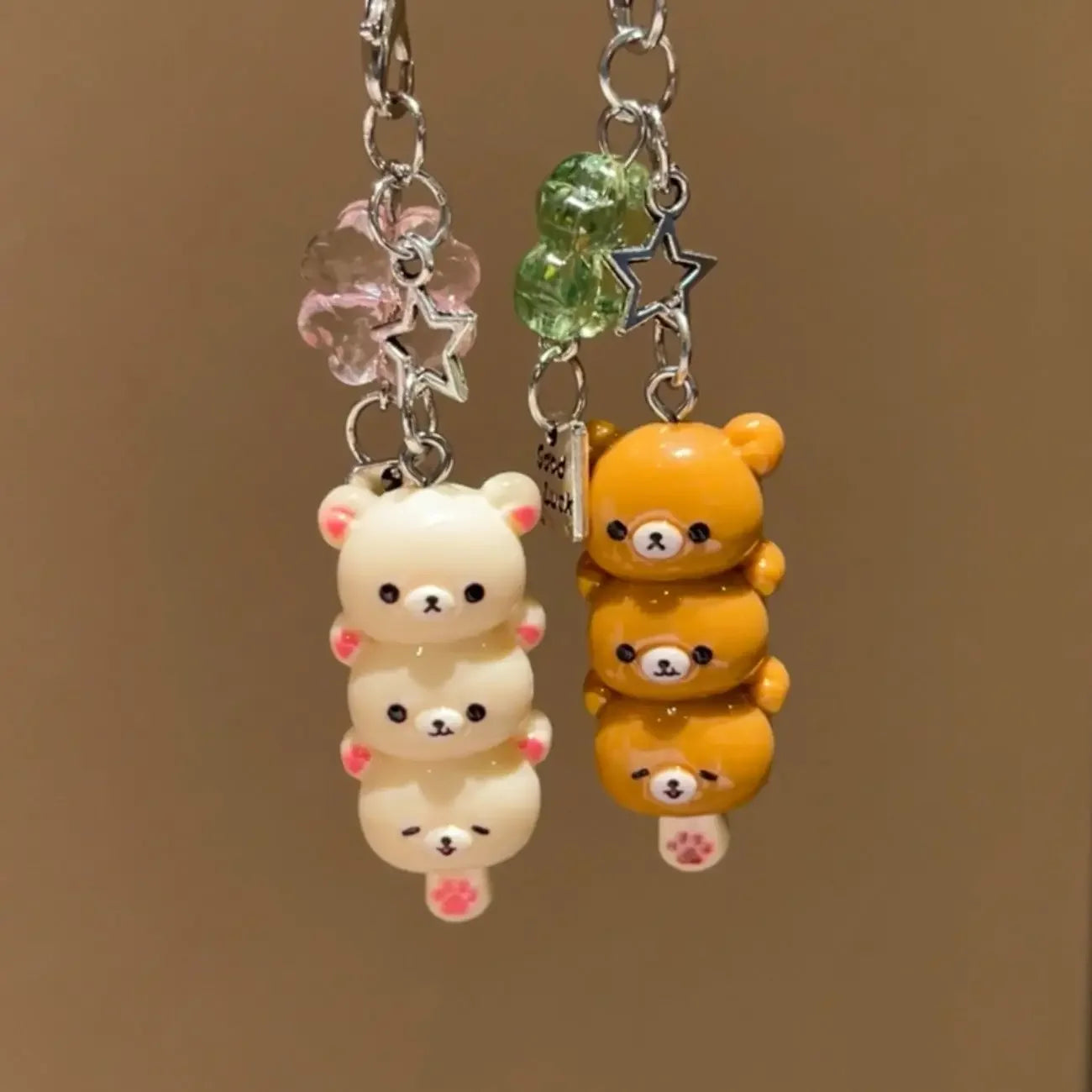 Cute Bear Phone Charm Keychain — Kawaii Bag Charm for Keys, AirPods & Phone