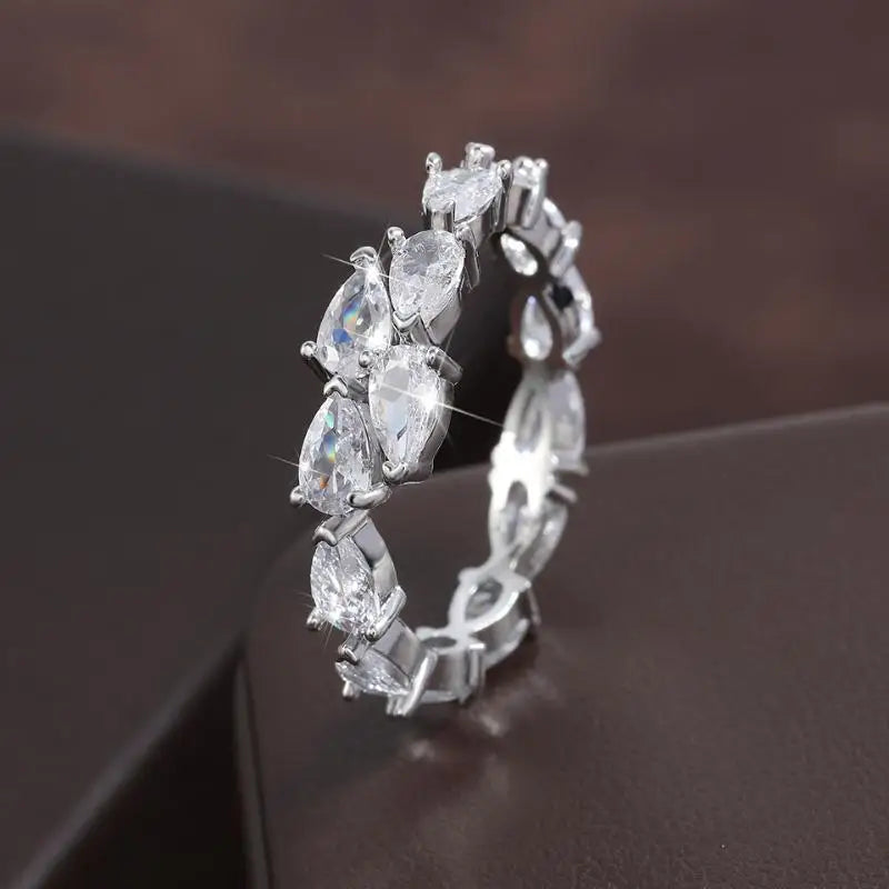 Yellow Zirconia Statement Ring — Sparkly CZ 3-Layer Adjustable Ring for Women