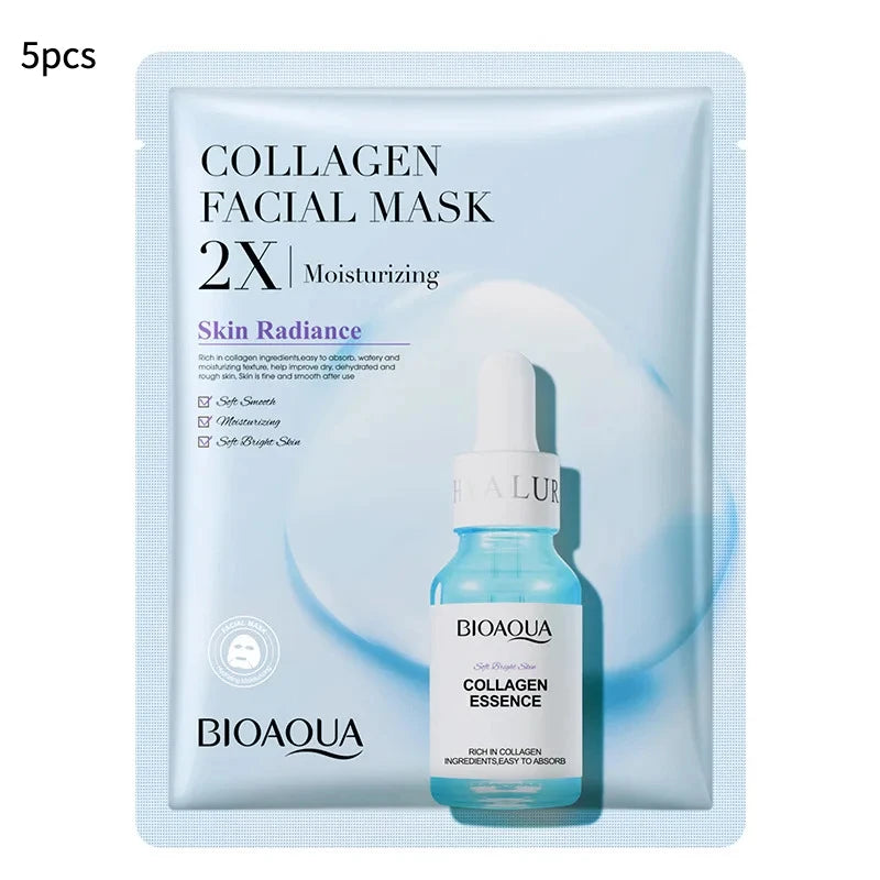 Korean Sheet Mask Set — Hydrating Collagen, Vitamin C & Centella Face Masks