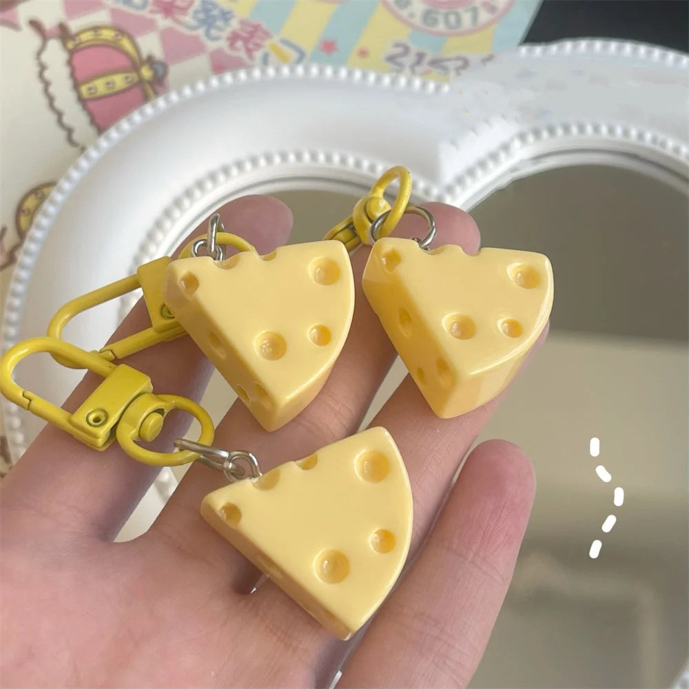 Kawaii Cheese Keychain — Cute Cheese Block Bag Charm & Key Ring