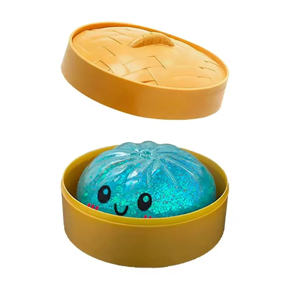 Dumpling Squishy Stress Toy — Cute Slow-Rising Sensory Fidget with Steamer Box