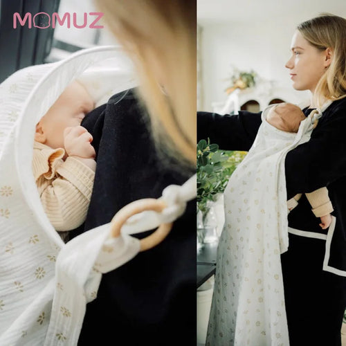 Cotton Muslin Nursing Cover — Breathable Breastfeeding Privacy Blanket & Stroller Cover