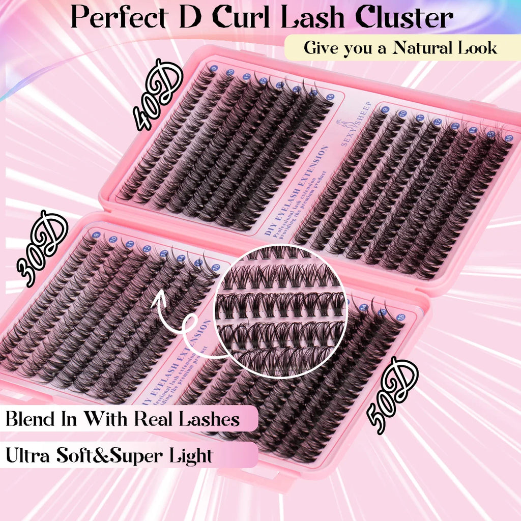 DIY Cluster Lash Extensions Kit — Reusable Wispy Faux Mink Lashes