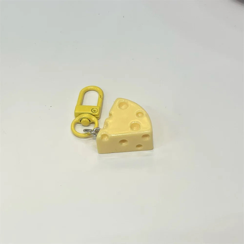 Kawaii Cheese Keychain — Cute Cheese Block Bag Charm & Key Ring