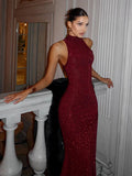 Red Sequin Maxi Dress — Sparkly Bodycon Party Gown for Women