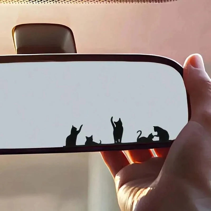 Cute Kitten Car Stickers — Kawaii Rearview Mirror Decals