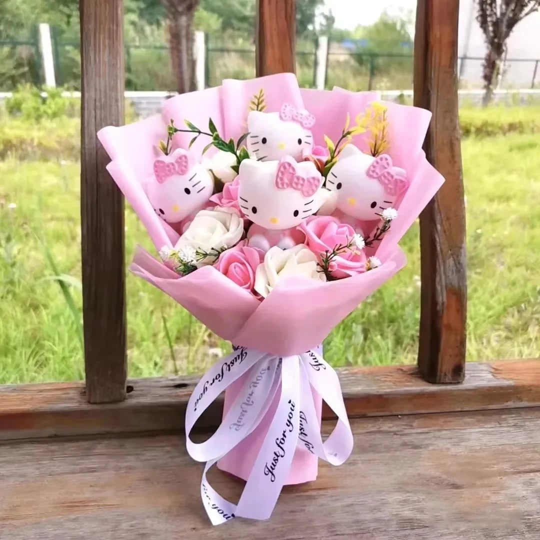 Hello Kitty Plush Rose Bouquet — Kawaii Sanrio Anime Flower Gift