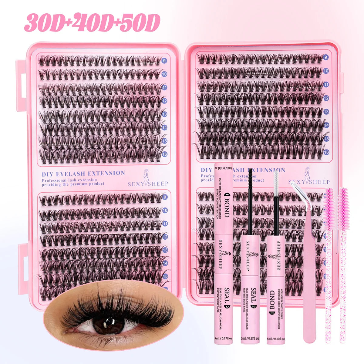 DIY Cluster Lash Extensions Kit — Reusable Wispy Faux Mink Lashes