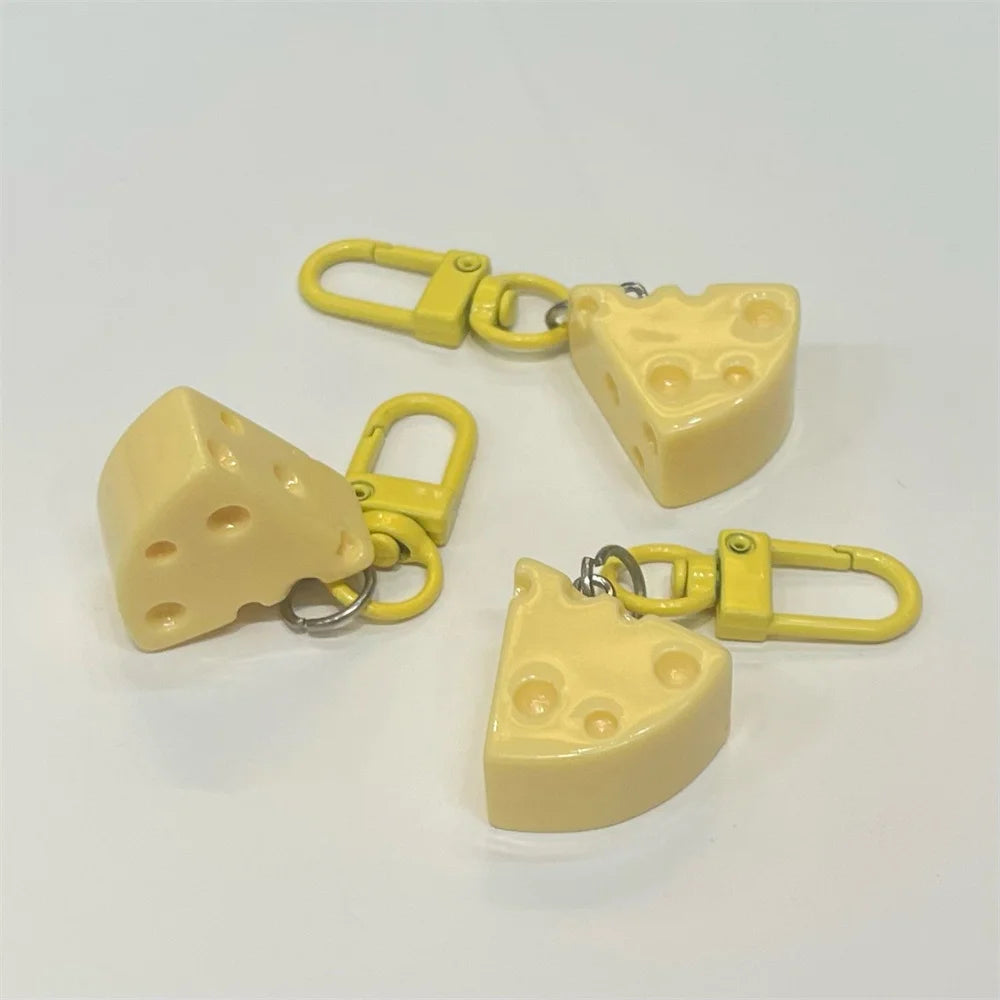 Kawaii Cheese Keychain — Cute Cheese Block Bag Charm & Key Ring