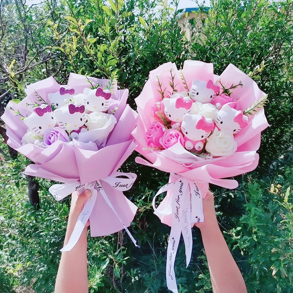 Hello Kitty Plush Rose Bouquet — Kawaii Sanrio Anime Flower Gift