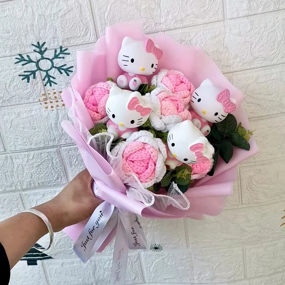 Hello Kitty Plush Rose Bouquet — Kawaii Sanrio Anime Flower Gift
