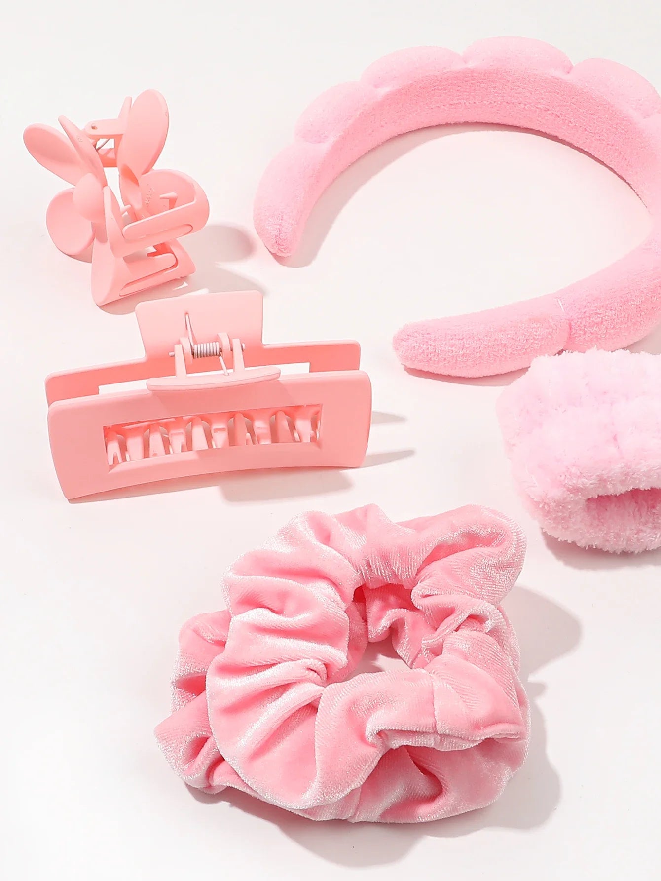 Spa Headband & Scrunchie Set (7-Piece) — Microfiber Makeup Wash Headband + Wrist Bands