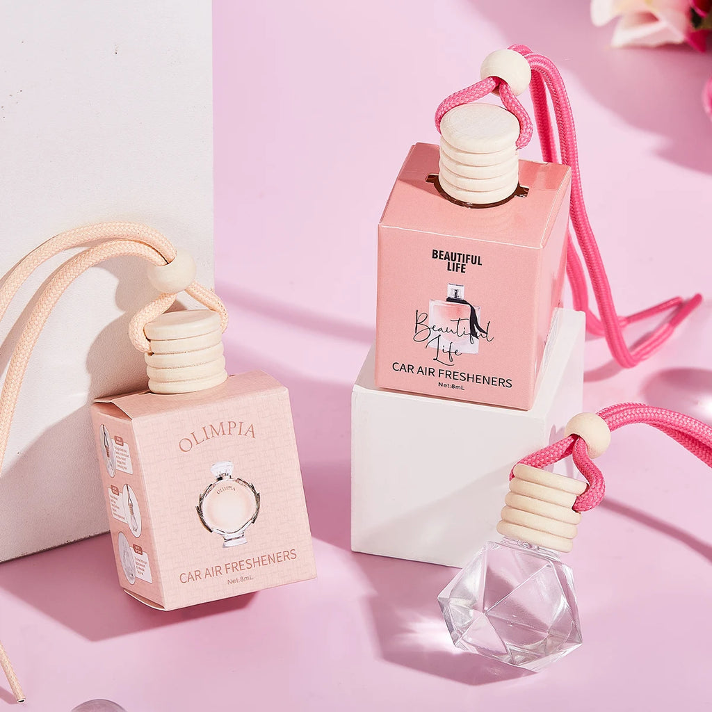 Pink Car Perfume Diffuser — Cute Hanging Car Fragrance Pendant
