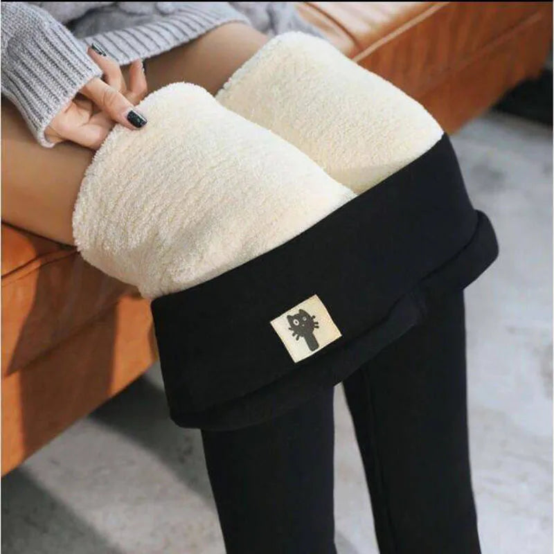 Lamb Cashmere Fleece Leggings — High-Waist Warm Winter Joggers