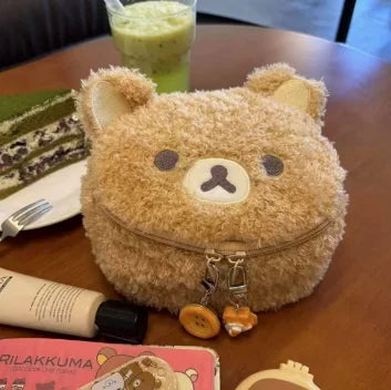 Cute Plush Bear Makeup Bag — Kawaii Cosmetic & Jewelry Pouch
